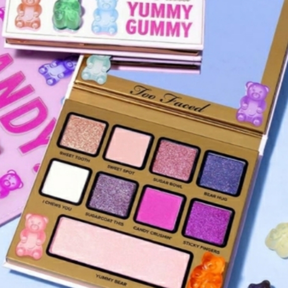TOO FACED LIMITED EDITION YUMMY GUMMY MULTI-FINISH EYE & FACE PALETTE. - Picture 9 of 12